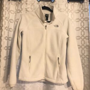 White The North Face Fleece Zip Up Jacket
